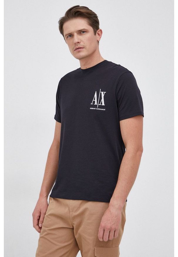 Armani Exchange - T-shirt 8NZTPH.ZJH4Z.NOS. Okazja: na co dzień. Kolor: niebieski. Wzór: nadruk. Styl: casual