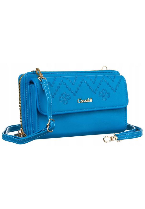 4U CAVALDI - Stylowa torebka-portfel 4U Cavaldi M-13 niebieska. Kolor: niebieski. Materiał: skórzane. Styl: elegancki