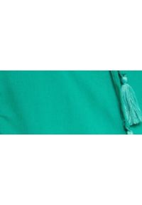 TOP SECRET - Bluzka z wiązaniem pod szyją. Kolor: zielony. Materiał: tkanina. Długość: krótkie. Wzór: ażurowy