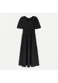 Reserved - Sukienka midi z falbaną - Czarny. Kolor: czarny. Długość: midi #1