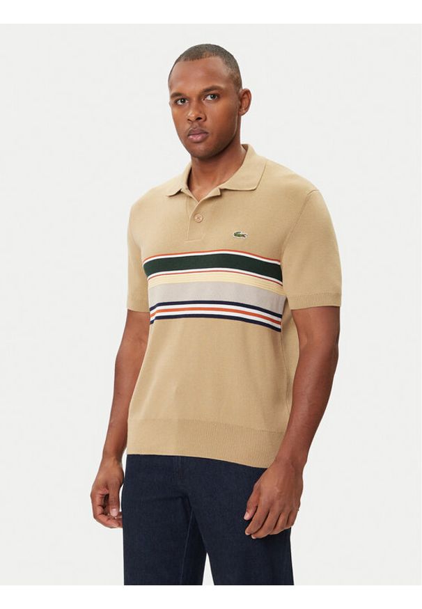 Lacoste Polo AH5200 Beżowy Regular Fit. Typ kołnierza: polo. Kolor: beżowy. Materiał: bawełna