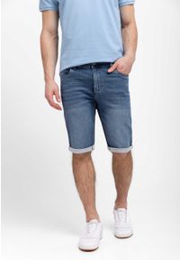 Volcano - Ciemnoniebieskie dżinsowe szorty E-MEXT. Kolekcja: plus size. Kolor: niebieski. Materiał: jeans, materiał. Długość: krótkie. Styl: klasyczny #1