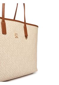 TOMMY HILFIGER - Tommy Hilfiger Torebka Th Monoplay Tote Le AW0AW17416 Beżowy. Kolor: beżowy. Materiał: skórzane #5