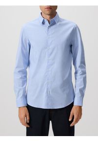 Reserved - Koszula slim fit w kratę - jasnoniebieski. Kolor: niebieski. Materiał: tkanina, bawełna