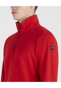 PAUL & SHARK - Czerwony sweter z kołnierzem. Kolor: czerwony. Materiał: jeans, bawełna. Długość rękawa: długi rękaw. Długość: długie. Wzór: aplikacja. Styl: sportowy #4