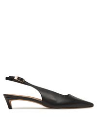 TOMMY HILFIGER - Tommy Hilfiger Sandały Squared Toe Kitten Slingback FW0FW08711 Czarny. Kolor: czarny. Materiał: skóra