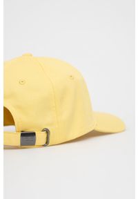 Tommy Jeans czapka bawełniana AW0AW11658.PPYY kolor żółty z aplikacją. Kolor: żółty. Materiał: bawełna. Wzór: aplikacja #2