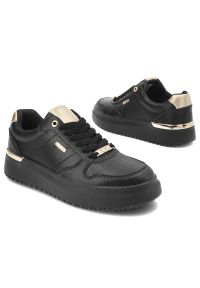 Big-Star - Czarne Sneakersy Big Star Wygodne Obuwie Damskie. Okazja: na co dzień. Zapięcie: sznurówki. Kolor: czarny. Materiał: skóra ekologiczna. Szerokość cholewki: normalna #3