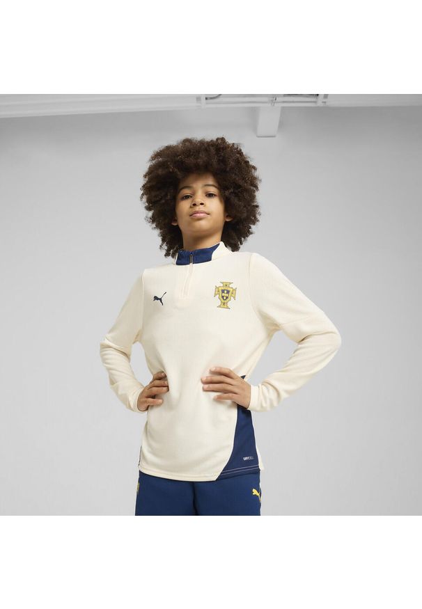 Puma - Młodzieżowa bluza treningowa z zamkiem 1/4 Portugalia PUMA. Kolor: niebieski, wielokolorowy, beżowy. Sport: piłka nożna