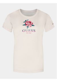Guess T-Shirt Ss Cn Glittery Rose W4RI37 JA914 Różowy Slim Fit. Kolor: różowy. Materiał: bawełna #3