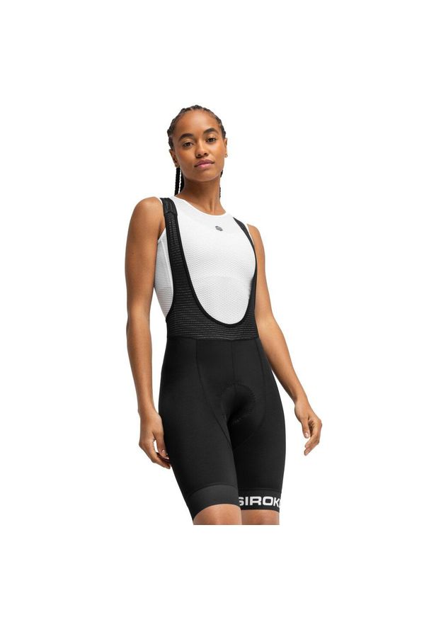 Spodenki rowerowe z szelkami damskie SIROKO Brabant. Kolor: czarny. Materiał: nylon