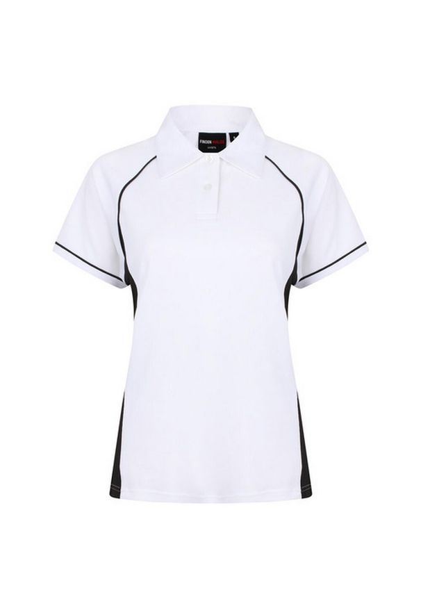 FINDEN & HALES - Damska Koszulka Polo Z Nadrukiem. Typ kołnierza: polo. Kolor: czarny, wielokolorowy, biały. Wzór: nadruk