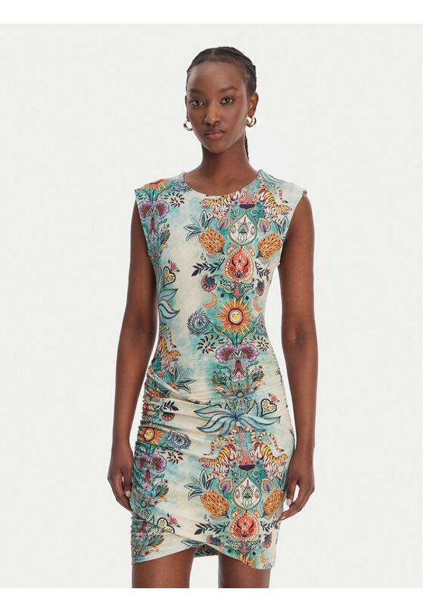 Just Cavalli Sukienka codzienna 80PAOE04 CJ112 Kolorowy Slim Fit. Okazja: na co dzień. Materiał: bawełna. Wzór: kolorowy. Typ sukienki: proste. Styl: casual