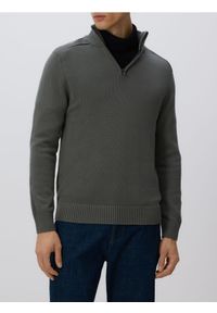 Reserved - Sweter z rozpinanym golfem - zielony. Typ kołnierza: golf. Kolor: zielony. Materiał: bawełna, dzianina #1