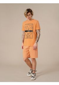 outhorn - T-shirt z nadrukiem męski. Okazja: na co dzień. Materiał: bawełna. Wzór: nadruk. Styl: casual