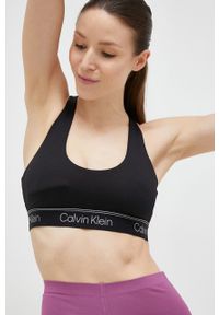 Calvin Klein Performance biustonosz sportowy CK Athletic kolor czarny gładki. Kolor: czarny. Materiał: materiał. Rodzaj stanika: wyciągane miseczki. Wzór: gładki. Sport: fitness, taniec #4