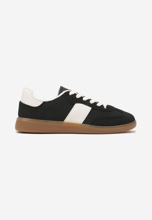Renee - Czarne Sneakersy Tenisówki w Kultowym Stylu Neolithaen. Okazja: na co dzień. Zapięcie: sznurówki. Kolor: czarny. Materiał: jeans