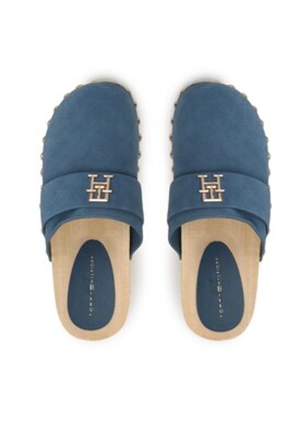 TOMMY HILFIGER - Tommy Hilfiger Chodaki Th Clog Suede FW0FW07171 Niebieski. Kolor: niebieski. Materiał: zamsz, skóra