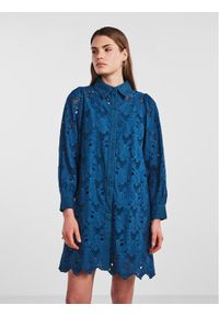 YAS Sukienka koszulowa 26030764 Granatowy Regular Fit. Kolor: niebieski. Materiał: bawełna. Typ sukienki: koszulowe #1