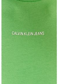 Calvin Klein Jeans - Longsleeve. Okazja: na co dzień. Kolor: zielony. Materiał: bawełna, dzianina, elastan. Długość rękawa: długi rękaw. Wzór: gładki. Styl: casual #5