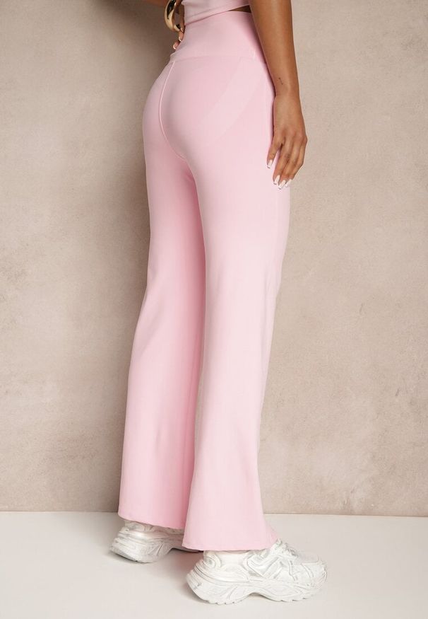Renee - Różowe Legginsy High Waist z Szeroką Gumką w Pasie Idalania. Okazja: na co dzień. Stan: podwyższony. Kolor: różowy. Styl: casual, elegancki