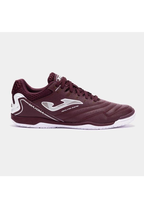 Buty piłkarskie halowe Joma Maxima 2520 IN bordowe męskie. Kolor: czerwony. Sport: piłka nożna