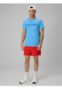 4f - 4F T-shirt reagular z nadrukiem męski - niebieski S. Okazja: na co dzień. Kolor: niebieski. Materiał: materiał, bawełna, dzianina. Wzór: nadruk. Styl: sportowy, klasyczny, casual #2
