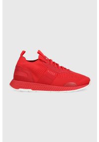 BOSS sneakersy Titanium kolor czerwony. Nosek buta: okrągły. Zapięcie: sznurówki. Kolor: czerwony. Materiał: guma
