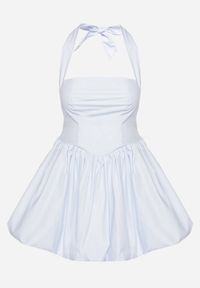 Born2be - Niebieska Bawełniana Sukienka Vices Wiązana na Szyi Fenarea. Okazja: na co dzień, na imprezę. Kolor: niebieski. Materiał: bawełna. Sezon: lato. Typ sukienki: proste. Styl: casual #7