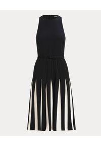 Lauren Ralph Lauren - LAUREN BY RALPH LAUREN - Czarna sukienka z kontrastowymi plisami. Kolor: czarny. Materiał: tkanina. Długość: midi #3