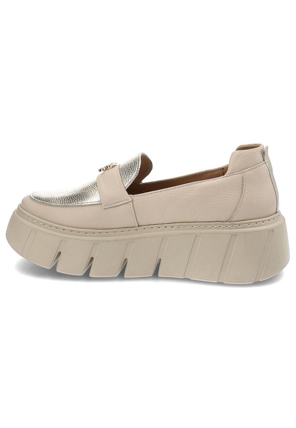 Beżowe Półbuty Armodo Stylowe Wsuwane Obuwie. Zapięcie: bez zapięcia. Kolor: beżowy. Materiał: materiał. Styl: elegancki