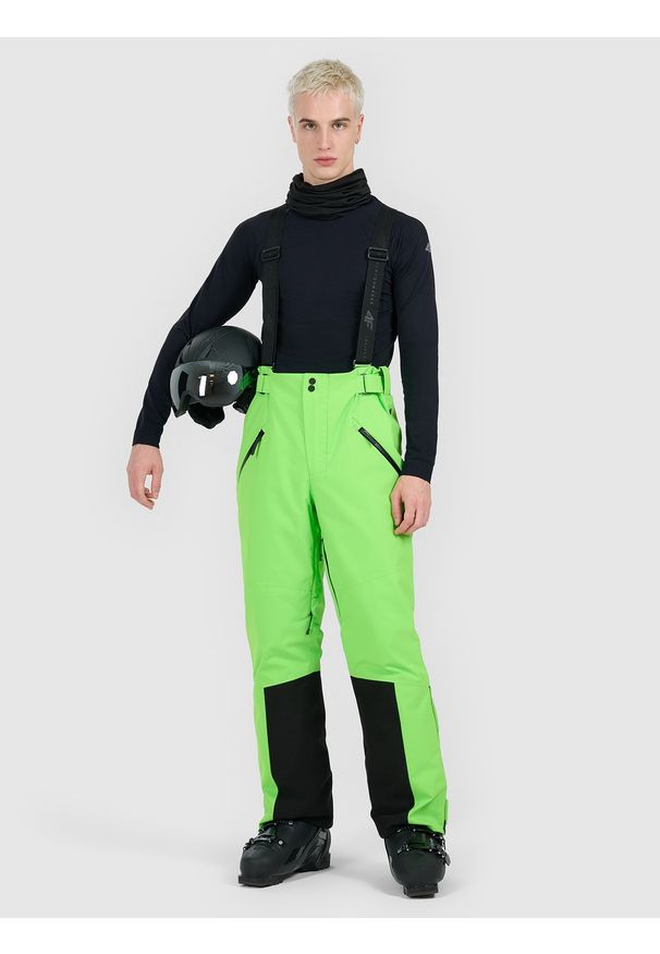 4f - 4F Spodnie narciarskie z szelkami membrana Dermizax 20000 męskie - zielone L. Kolor: zielony. Materiał: materiał. Technologia: Dermizax. Sezon: zima. Sport: narciarstwo