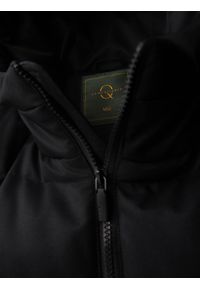 Ombre Clothing - Długa pikowana kurtka męska z kapturem – czarna V1. Okazja: na co dzień. Typ kołnierza: kaptur. Kolor: czarny. Materiał: poliester, materiał. Długość: długie. Wzór: aplikacja. Sezon: zima. Styl: casual, elegancki #10