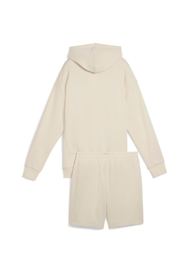 Sprzęt Puma Short Hooded Relaxed Sweat Suit 7 Tr Op, Kobiety. Kolor: beżowy. Materiał: bawełna, materiał