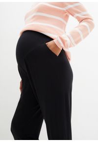 bonprix - Spodnie ciążowe haremki z dżerseju, Loose Fit. Kolekcja: moda ciążowa. Kolor: czarny. Materiał: jersey #2