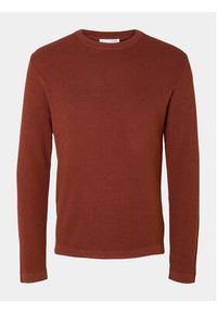 Selected Homme Sweter 16079776 Bordowy Regular Fit. Kolor: czerwony. Materiał: bawełna