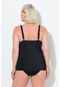 ULLA POPKEN - Damskie Tankini falbany miękkie miseczki materiał pochodzący z recyklingu. Kolekcja: plus size. Kolor: czarny. Materiał: elastan, poliamid, materiał