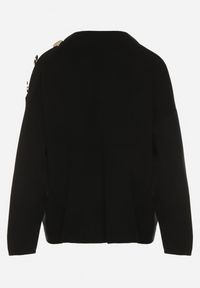 Born2be - Czarny Sweter Ozdobiony Metalicznymi Guzikami Amentia. Typ kołnierza: golf. Kolor: czarny. Materiał: jeans. Wzór: aplikacja. Styl: klasyczny #6