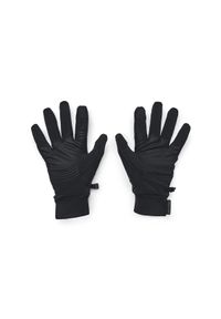 Rękawiczki do biegania męskie Under Armour UA Storm Fleece Run Gloves - czarne. Kolor: czarny. Materiał: skóra, tkanina, syntetyk, elastan, polar, poliester. Sezon: zima. Sport: bieganie