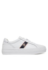 TOMMY HILFIGER - Tommy Hilfiger Sneakersy Vulc Webbing Sneaker FW0FW08903 Biały. Kolor: biały. Materiał: skóra