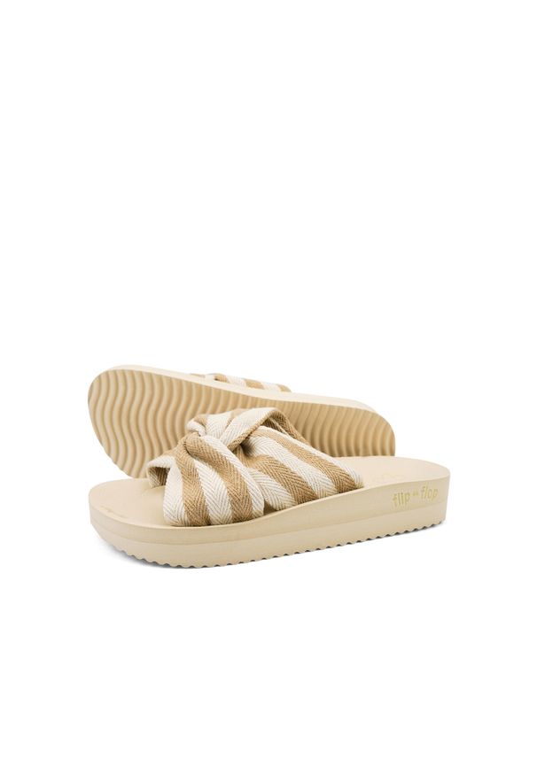 Flip*Flop - Klapki basenowe damskie Flip Flop Wedgy Twist. Kolor: beżowy