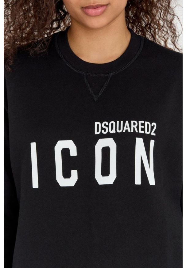 DSQUARED2 Czarna bluza damska z dużym logo icon. Kolor: czarny. Materiał: bawełna