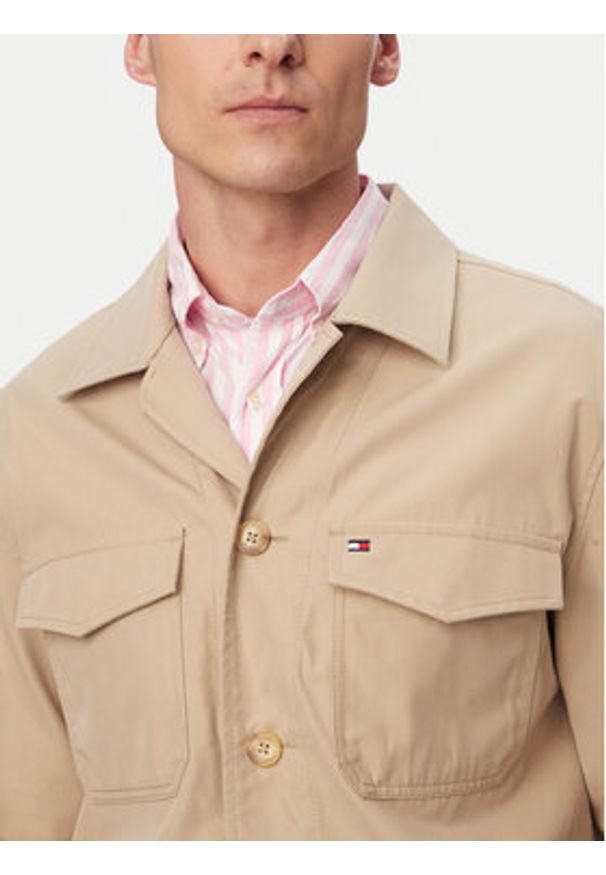 TOMMY HILFIGER - Tommy Hilfiger Kurtka przejściowa MW0MW38712 Beżowy jasny Regular Fit. Kolor: beżowy. Materiał: bawełna