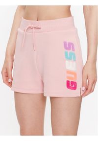 Guess Szorty sportowe Edwina V3GD11 FL04P Różowy Loose Fit. Kolor: różowy. Materiał: bawełna, syntetyk