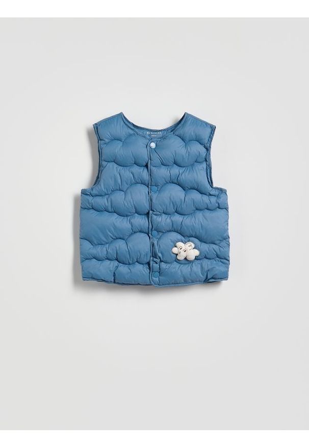 Reserved - Kamizelka z aplikacją - niebieski. Kolor: niebieski. Materiał: tkanina. Wzór: aplikacja