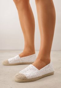 Born2be - Białe Koronkowe Espadryle z Plecionką na Nosku Zynava. Kolor: biały. Materiał: koronka. Sezon: wiosna, lato. Styl: klasyczny #5