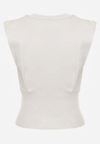 Renee - Biały Top z Wiskozą o Fasonie Bez Rękawów z Gąbeczkami w Ramionach i Łańcuchem Brizeli. Kolor: biały. Materiał: wiskoza. Długość rękawa: bez rękawów. Styl: rockowy #3