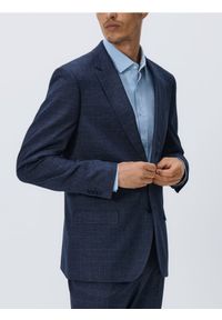 Reserved - Marynarka slim fit z domieszką wiskozy - granatowy. Kolor: niebieski. Materiał: wiskoza