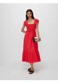 Reserved - Sukienka z bawełny - czerwony. Kolor: czerwony. Materiał: bawełna