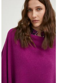 Answear Lab poncho z wełną damski kolor różowy. Kolor: różowy. Materiał: wełna. Wzór: gładki. Styl: wakacyjny #6